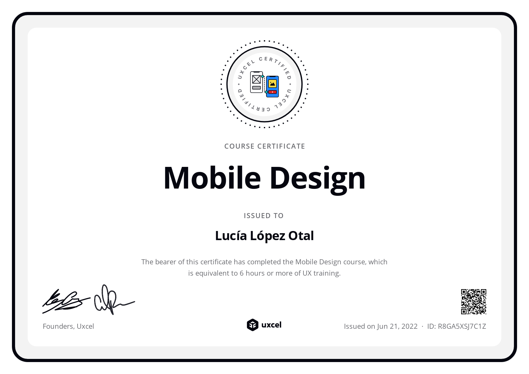 Lucía López Otal's certificate